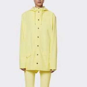 NWT Rains Waterproof Short Rain Jacket Hooded Straw Yellow Unisex Sz L